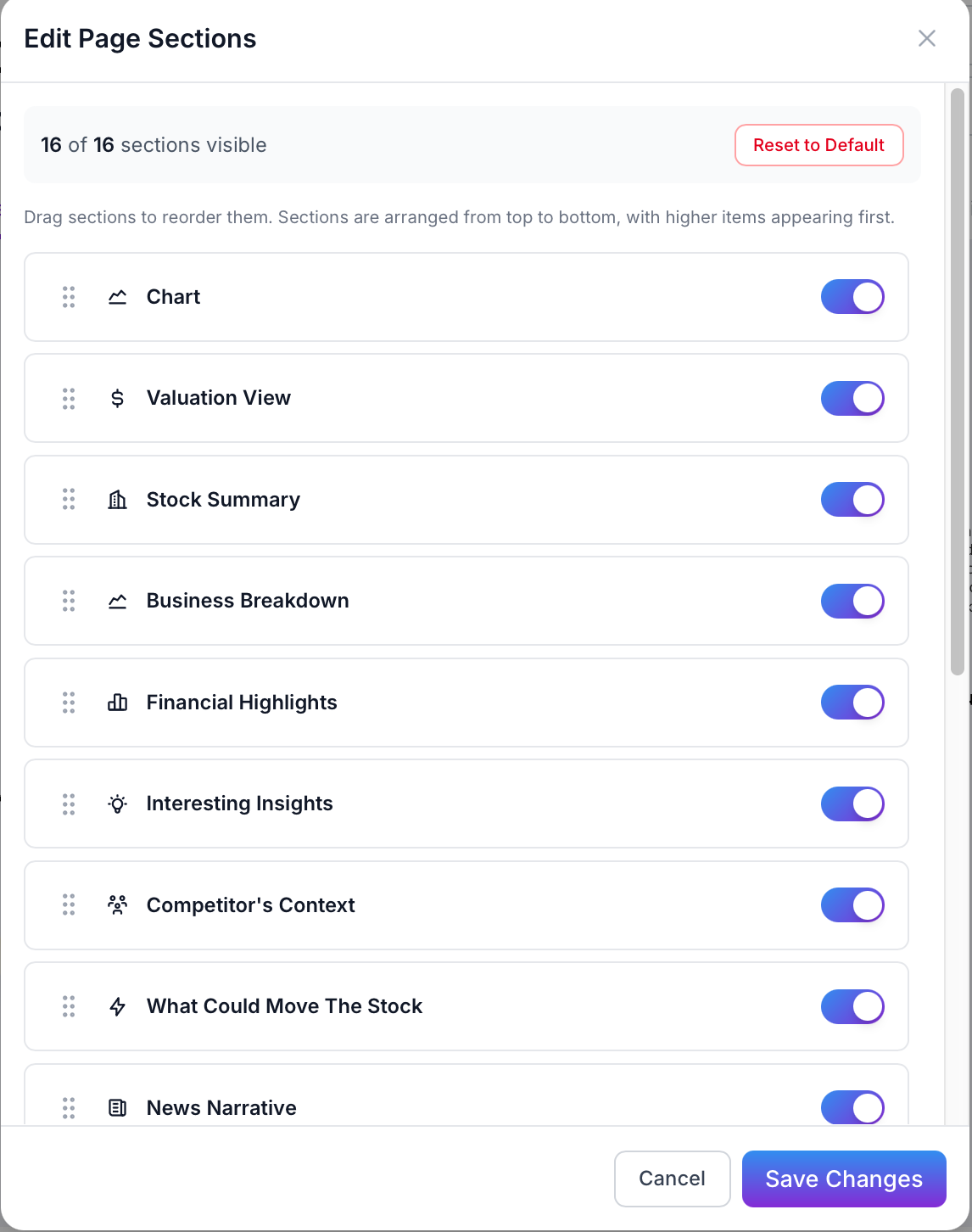 Company page Customize Layout button with section toggles